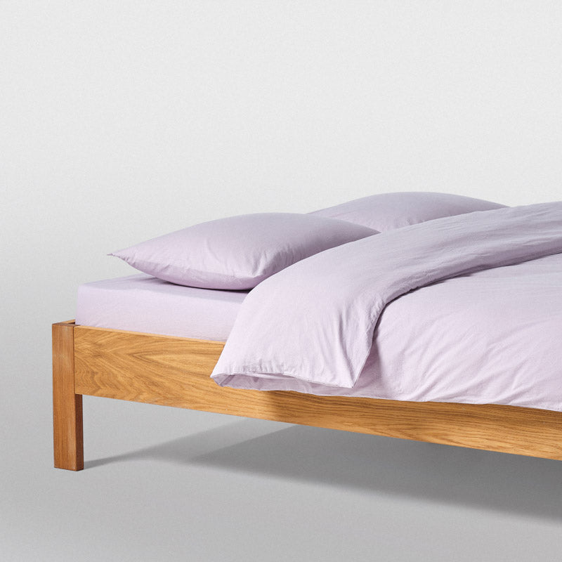 2 Taies D'Oreiller En Percale De Coton Lavé 300 Fils - Lilas