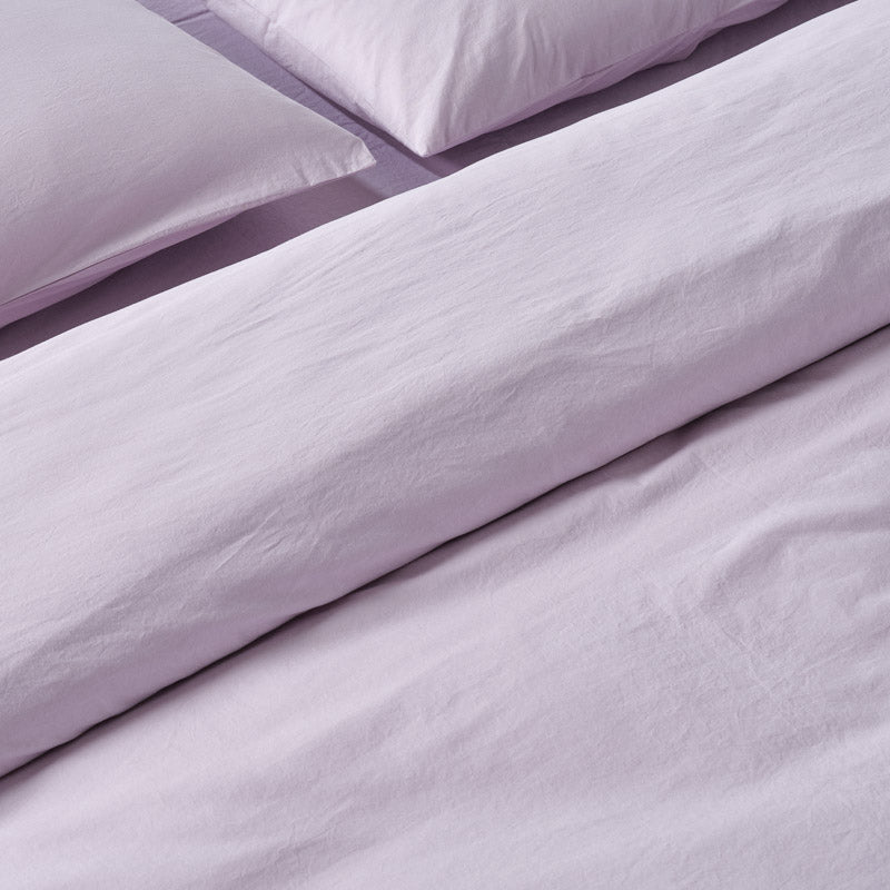 Housse De Couette En Percale De Coton Lavé 300 Fils - Lilas