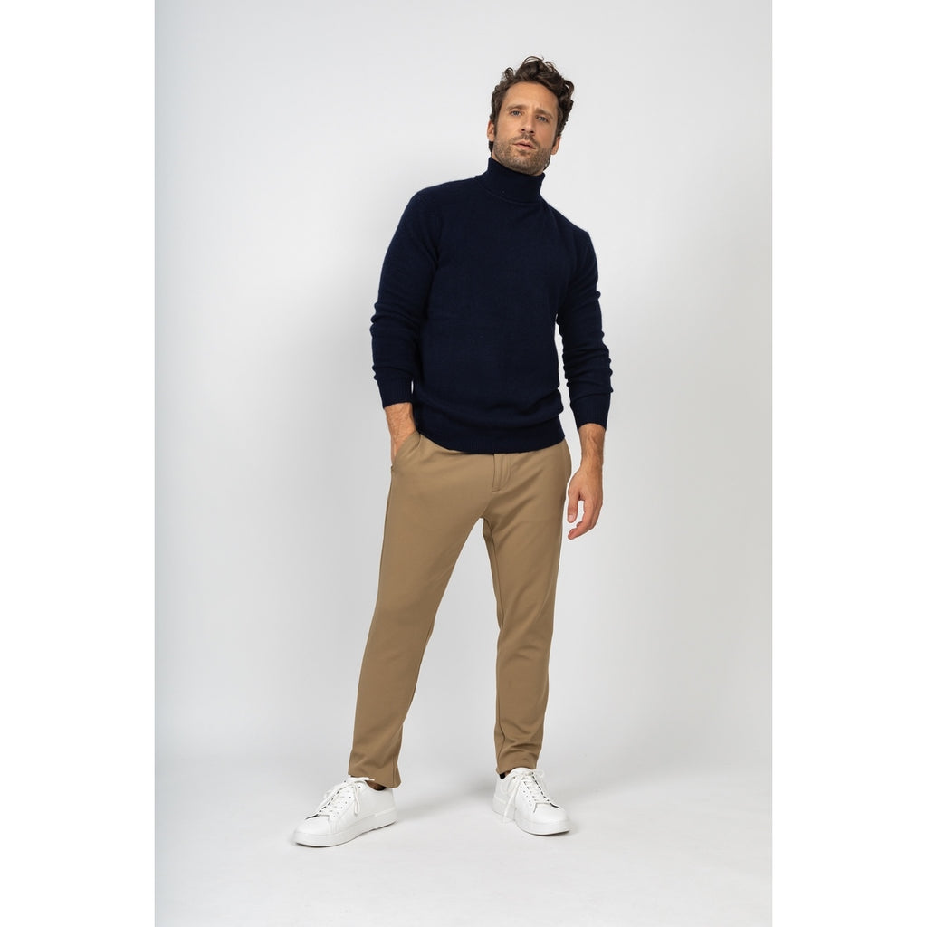 Perfect Cashmere - Pull Col Roulé Marius Marine, Jersey, 345 Gr, 100% Cachemire, 4 Fils - Homme