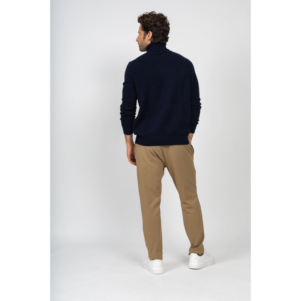 Perfect Cashmere - Pull Col Roulé Marius Marine, Jersey, 345 Gr, 100% Cachemire, 4 Fils - Homme