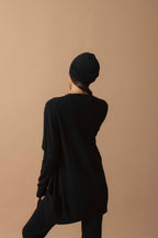 Cardigan Col V - Pearl - Noir