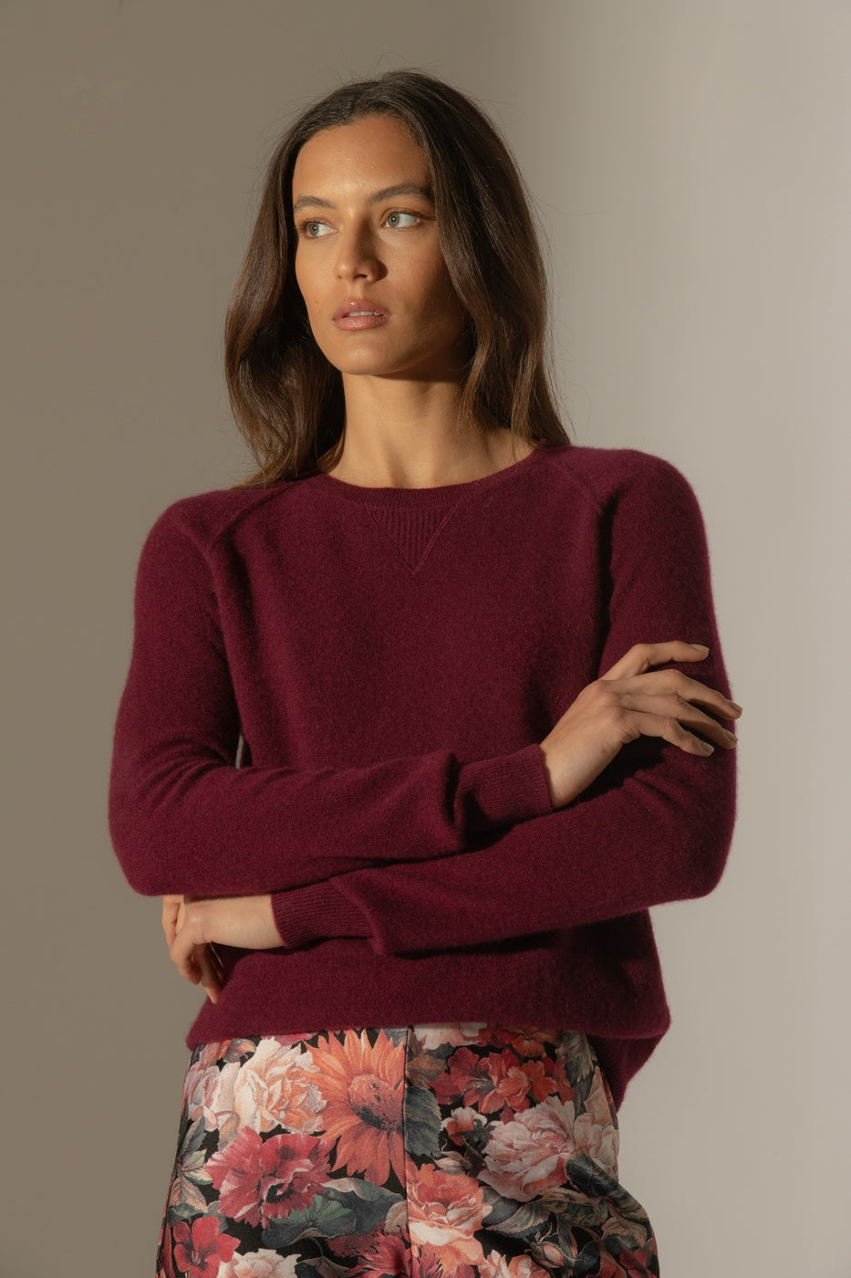 Pull Col Rond - Wilma - Bordeaux