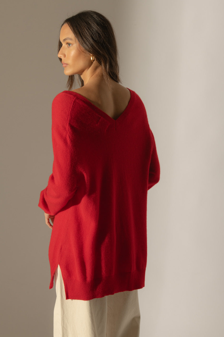 Pull Col V Devant Et Dos Lova - Rouge
