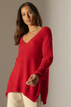 Pull Col V Devant Et Dos Lova - Rouge