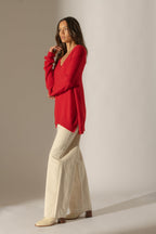 Pull Col V Devant Et Dos Lova - Rouge