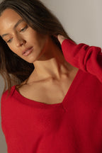 Pull Col V Devant Et Dos Lova - Rouge