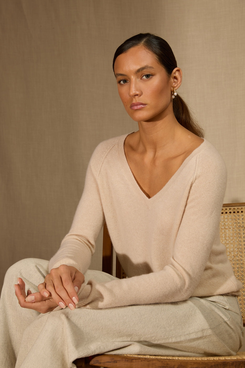 Pull Col V - Penelope - Sable
