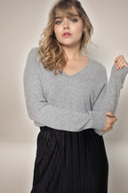 Pull Col V Penelope - Nuage Chiné - 100% Cachemire 2 Fils - Jersey - Femme