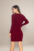 Robe Col V - Joy - Bordeaux