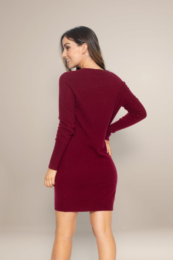 Robe Col V - Joy - Bordeaux