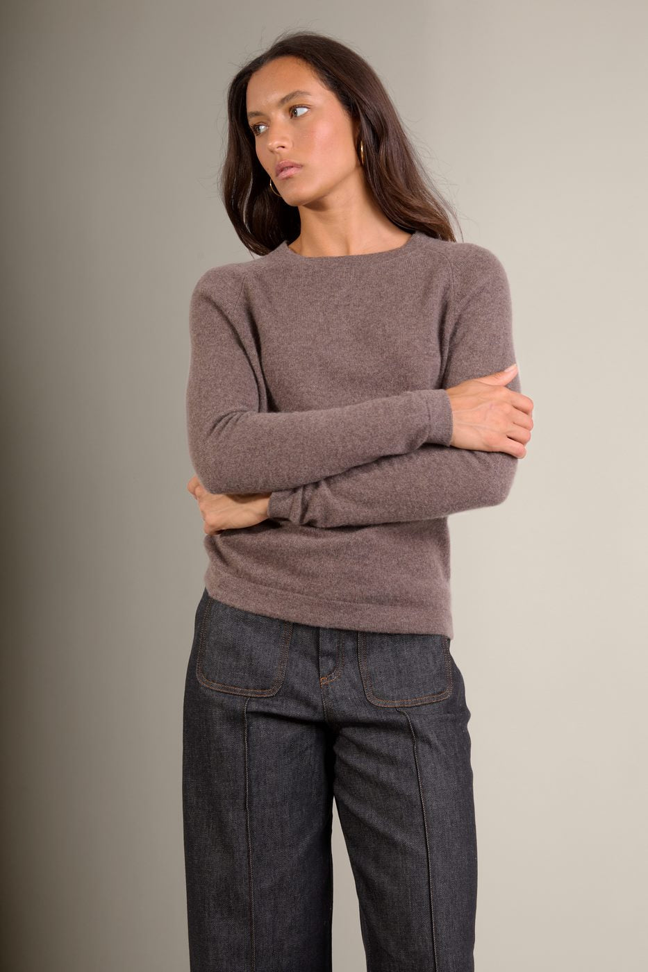 Pull Col Rond - Whitney - Taupe Chiné
