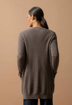 Cardigan Col V Pearl - 100% Cachemire 2 Fils - Taupe Chiné - Femme