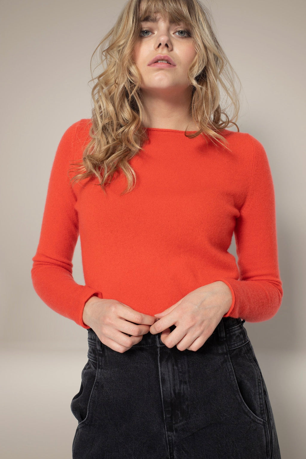 Pull Col Bateau Megan - Orange - 100% Cachemire 2 Fils - Femme
