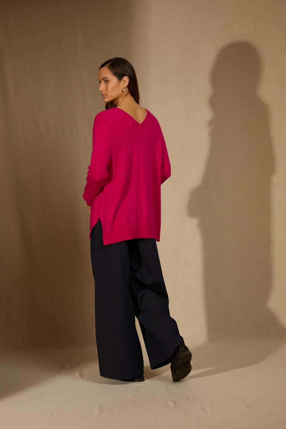 Pull Col V Devant Et Dos - Lova - Fuchsia