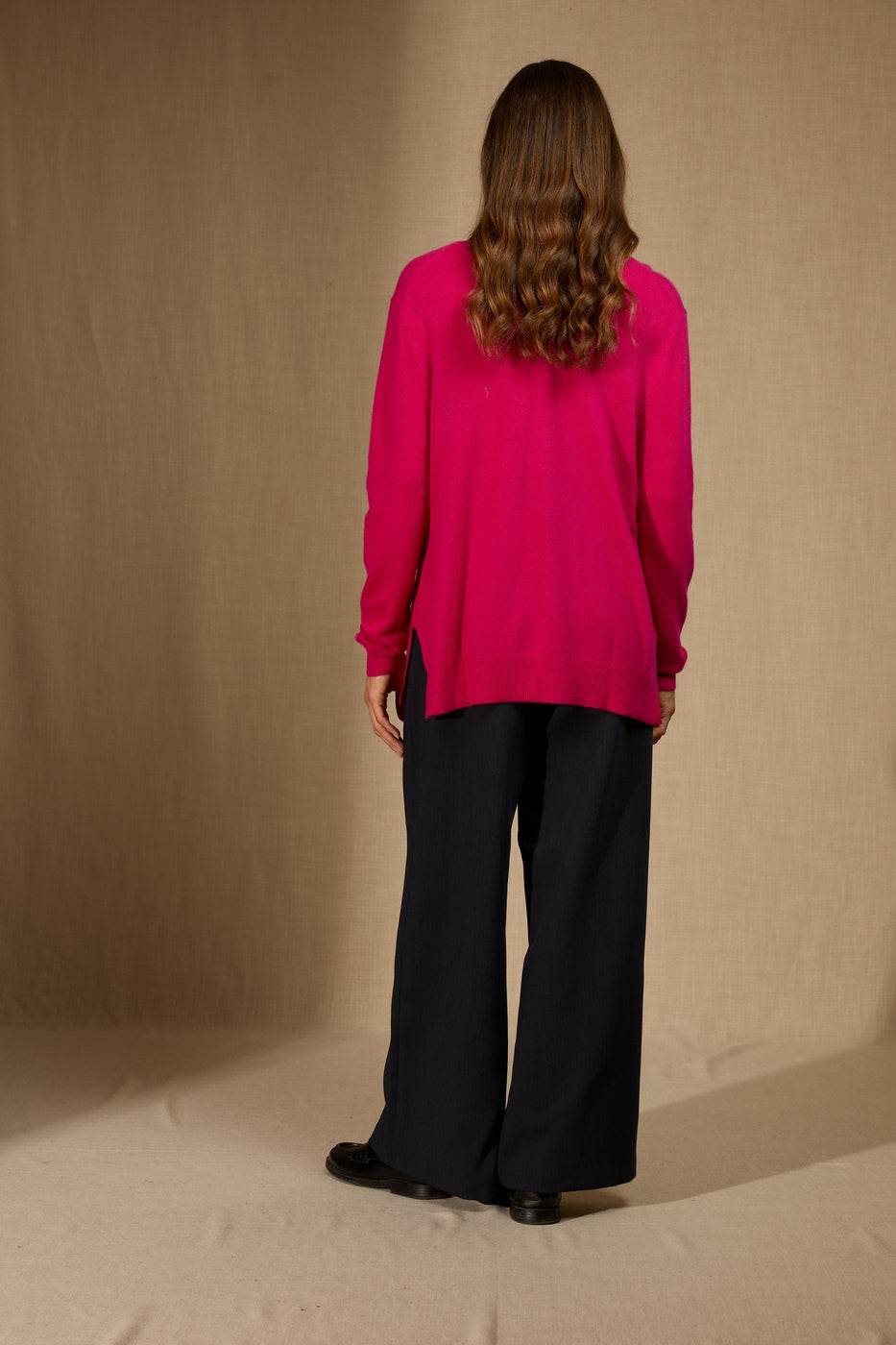 Pull Col V Devant Et Dos - Lova - Fuchsia