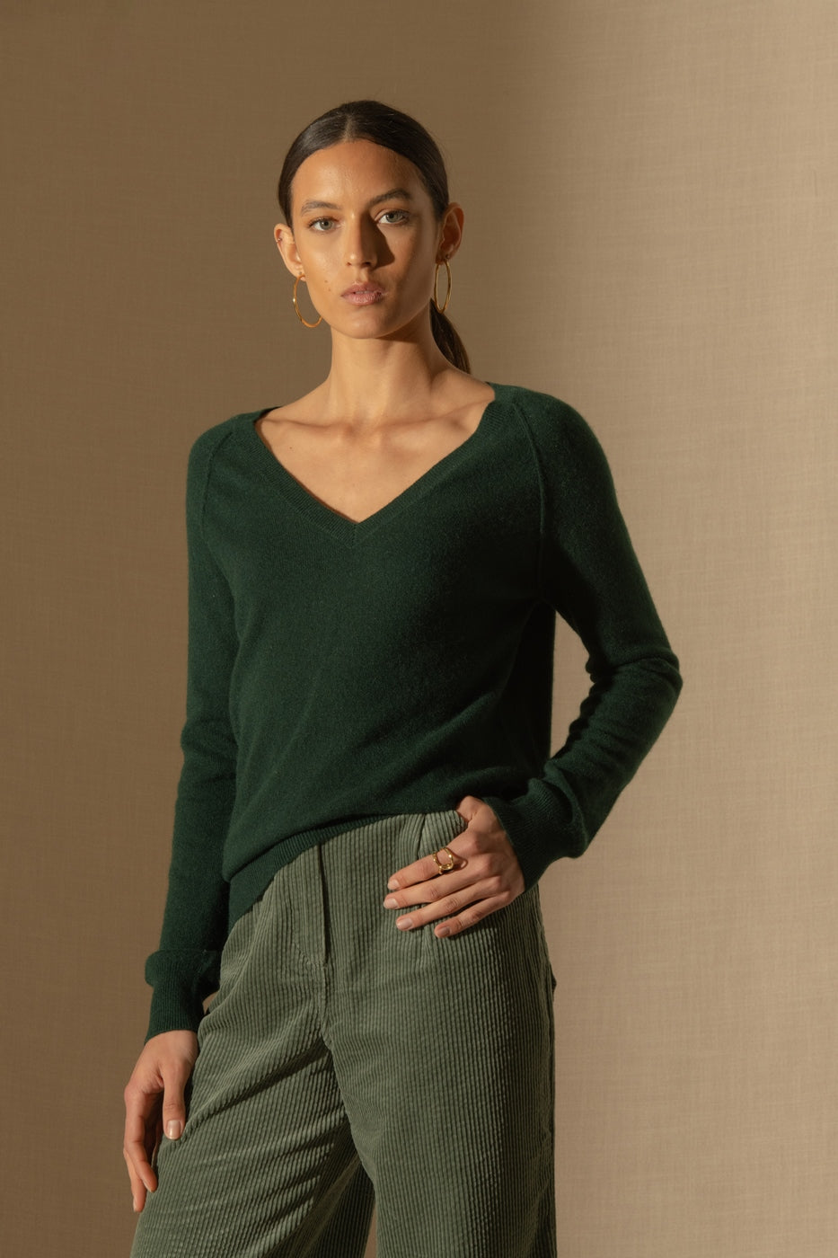 Pull Col V - Penelope - Cyprès