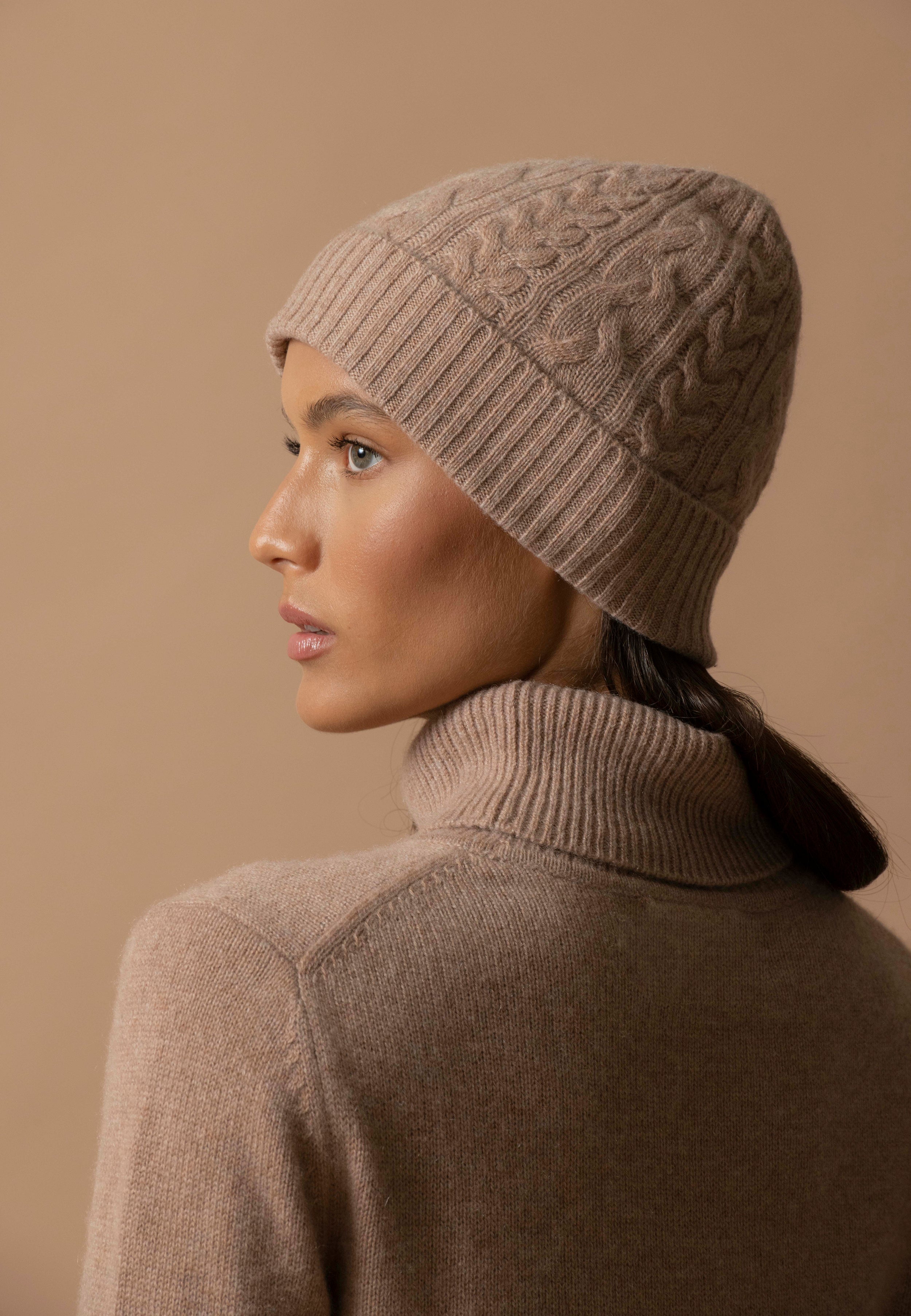 Bonnet 4 Fils - Popi - Camel Chiné
