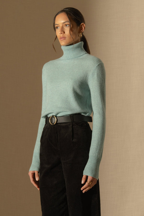 Pull Col Roulé Tracy - Aqua Chiné