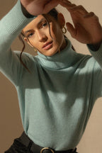 Pull Col Roulé Tracy - Aqua Chiné