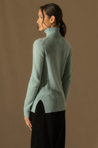 Pull Col Roulé Tracy - Aqua Chiné