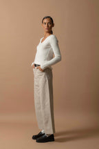 Pull Col V 4 Fils - Gaby - Ivoire