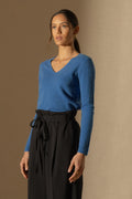 Pull Col V - Shannon - Bleu Électrique