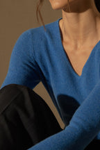 Pull Col V - Shannon - Bleu Électrique