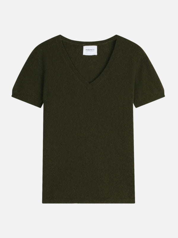 T-Shirt Col V - Efimia - Kaki