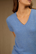 T-Shirt Col V - Efimia - Sky