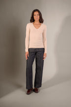 Pull Col V 4 Fils - Gaby - Sable
