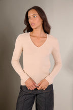 Pull Col V 4 Fils - Gaby - Sable