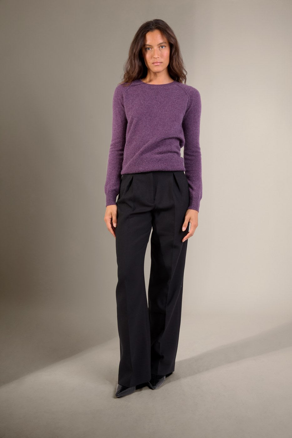 Pull Col Rond - Wilma - Violet Chiné