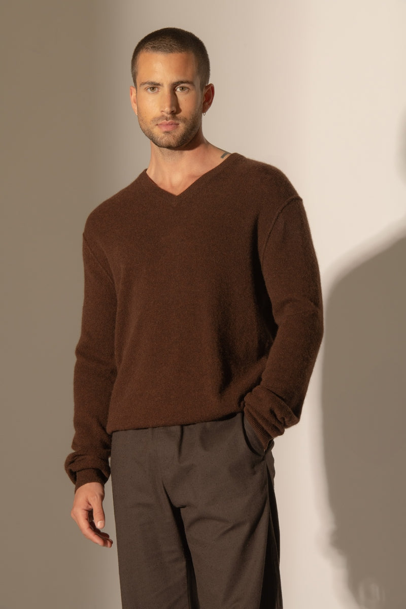 Pull Col V Lorenzo - Café