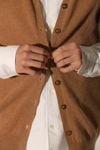 Cardigan Col V Sans Manches - Arthur - Noisette