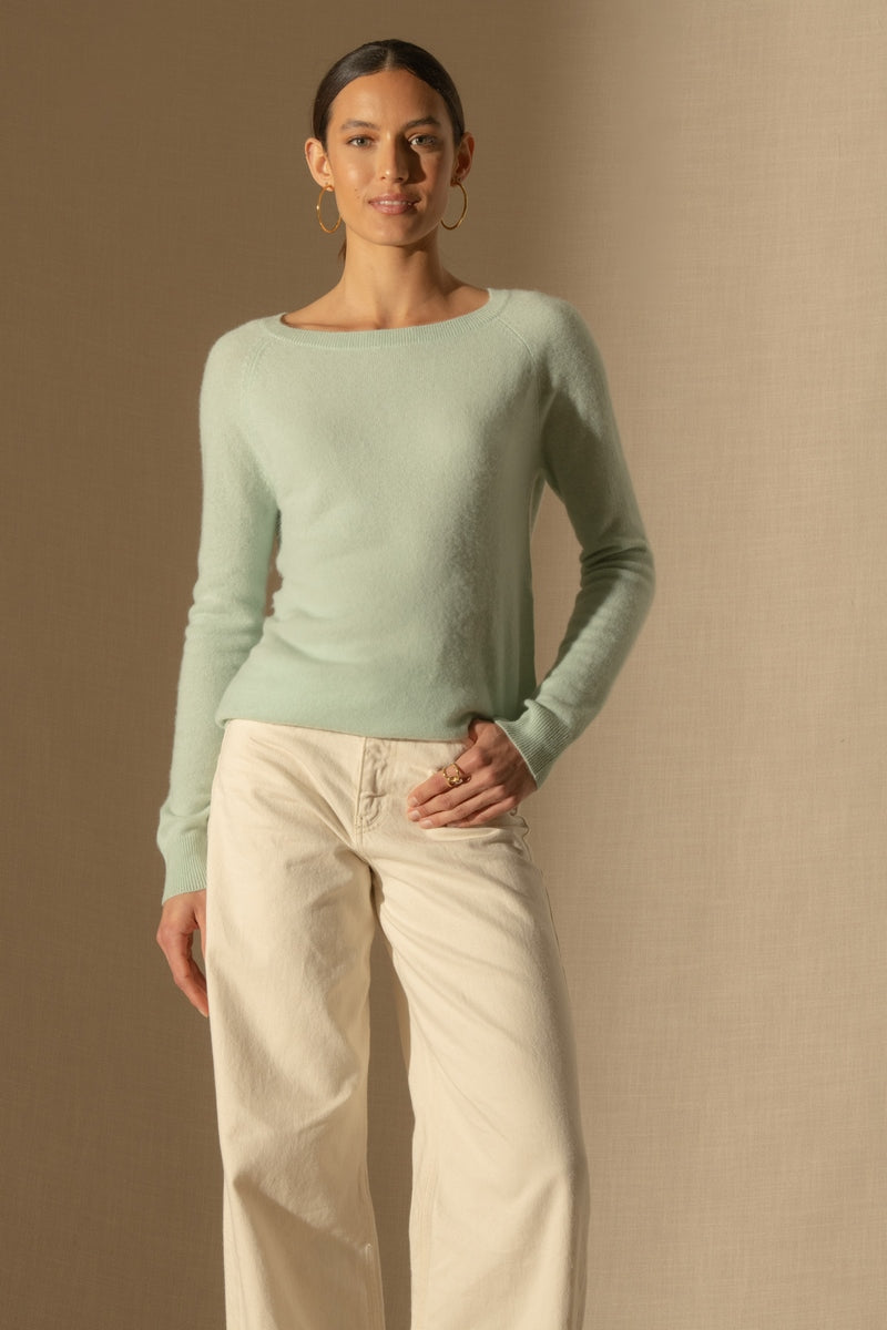 Pull Col Bateau Goutte Dos Leslie - Vert Lagon