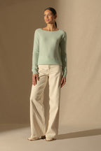 Pull Col Bateau Goutte Dos Leslie - Vert Lagon