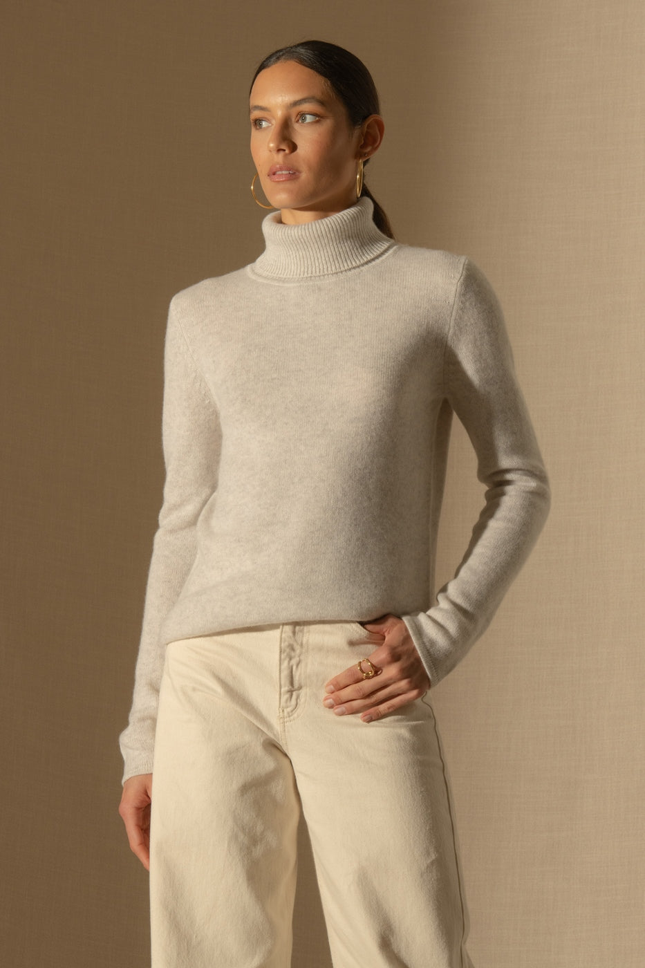 Pull Col Roulé 4 Fils - Willow - Gris Perle Chiné