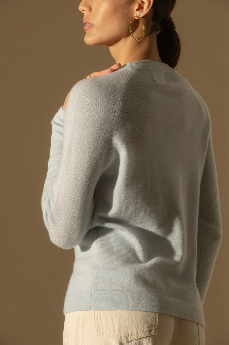 Pull Col Rond Whitney - 100% Cachemire 2 Fils - Givre - Women