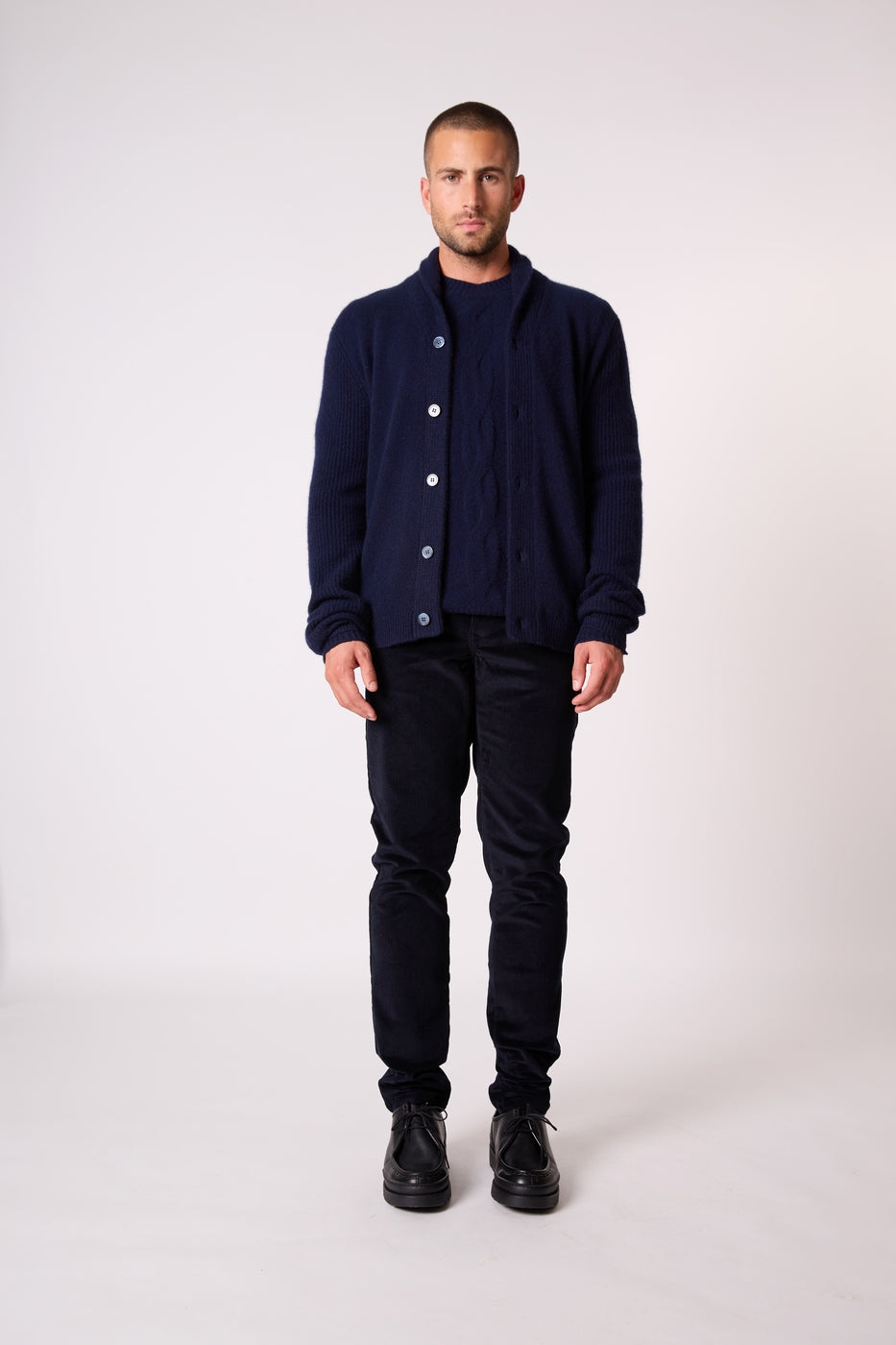 Veste Boutonnée Col Châle 4 Fils - Gilmour - Navy