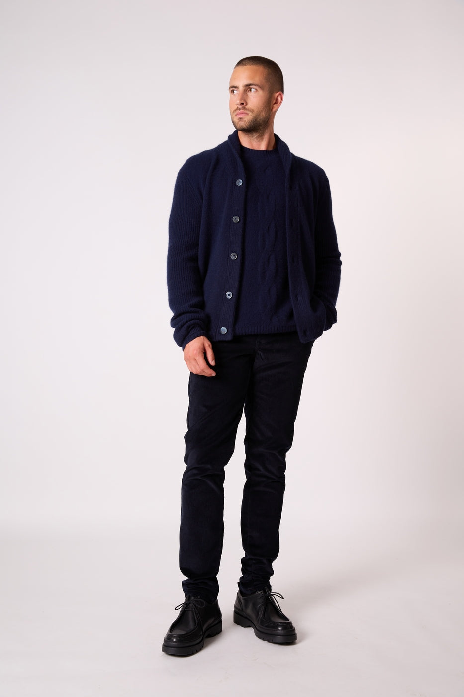 Veste Boutonnée Col Châle 4 Fils - Gilmour - Navy