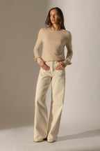 Pull Col Rond Volants Poignets - Luing - Sable