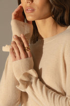 Pull Col Rond Volants Poignets - Luing - Sable