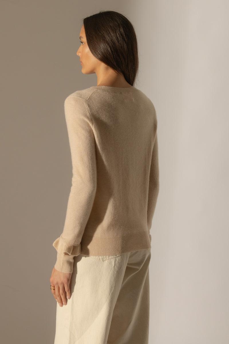 Pull Col Rond Volants Poignets - Luing - Sable