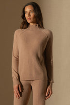 Pull Col Montant - Mollayra - Camel Chiné