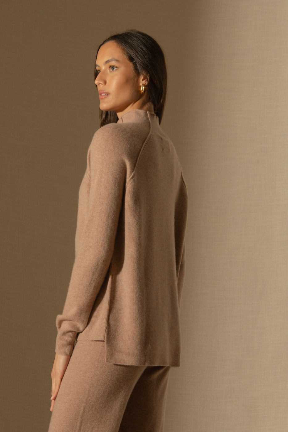 Pull Col Montant - Mollayra - Camel Chiné