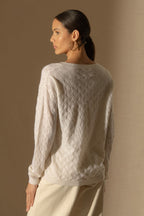 Pull Col V - Madison - Neige