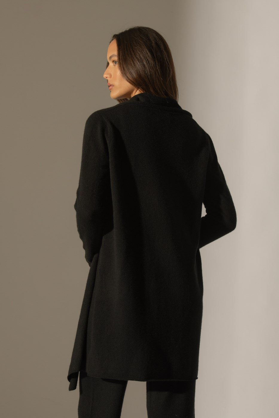 Veste Longue Ouverte Col Châle - Kara - Noir