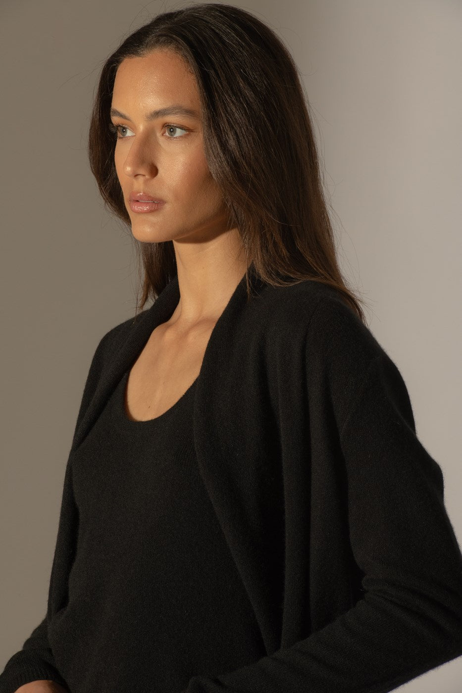 Veste Longue Ouverte Col Châle - Kara - Noir