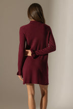 Robe Col Montant Volants Poignets - Lyamia - Bordeaux