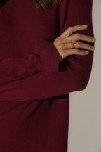 Robe Col Montant Volants Poignets - Lyamia - Bordeaux